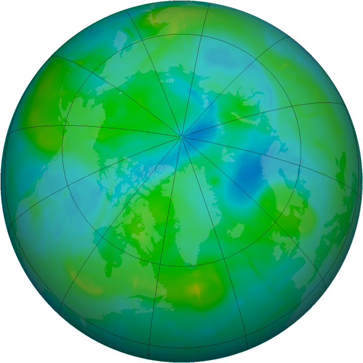 Arctic ozone map for 29 August 2009